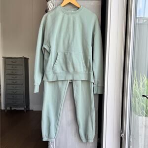 Garage Elevated Sweat suit Sz XXS Mint Green Cozy Luxe Loungwear Athleisure Chic